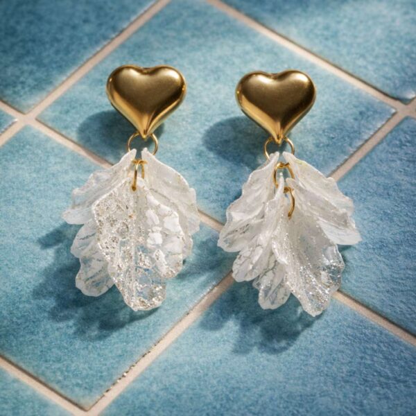 Essence Flower Earrings with Golden Heart