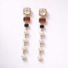 Anti tarnish crystal and pearl dangle earrings for women