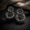 Antique silver sunflower dangle earrings
