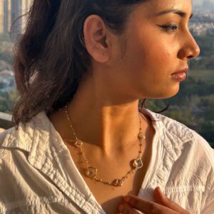 Polki diamond slice necklace gold plated