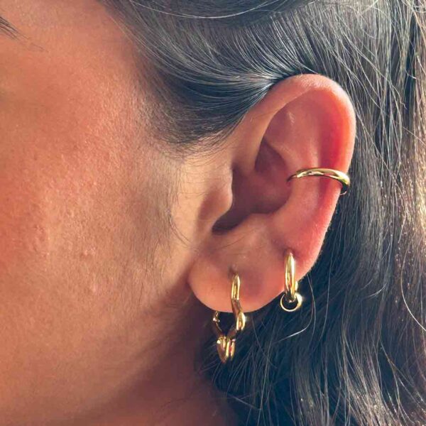Gold plated stainless steel hoop earrings set