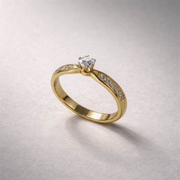 Gold plated solitaire zircon ring