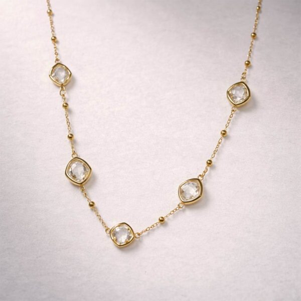 Polki diamond slice necklace gold plated