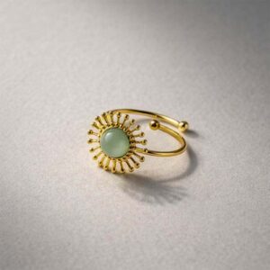 Opal Sunburst Adjustable Ring
