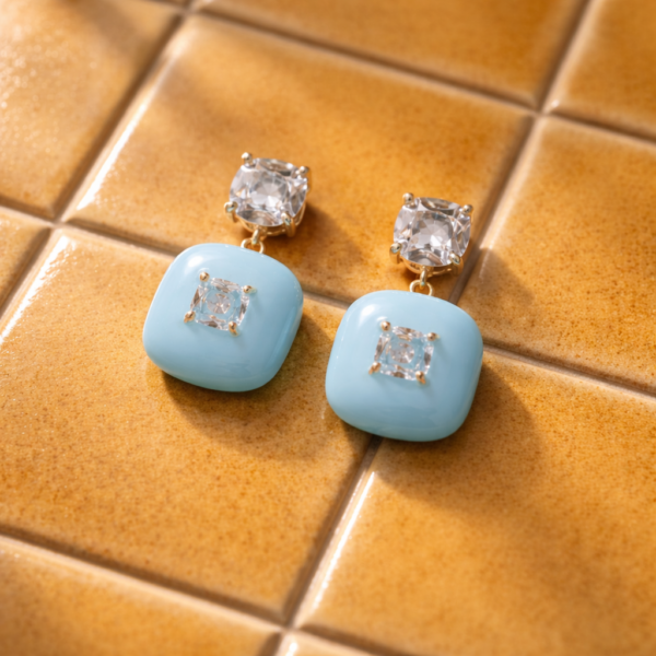 Anti tarnish gold plated turquoise earrings for women