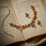 Antique gold floral necklace set with pearl drops