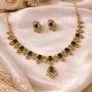 emerald green stone choker necklace set